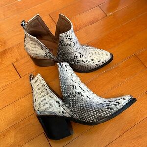 Jeffrey Campbell snake skin booties